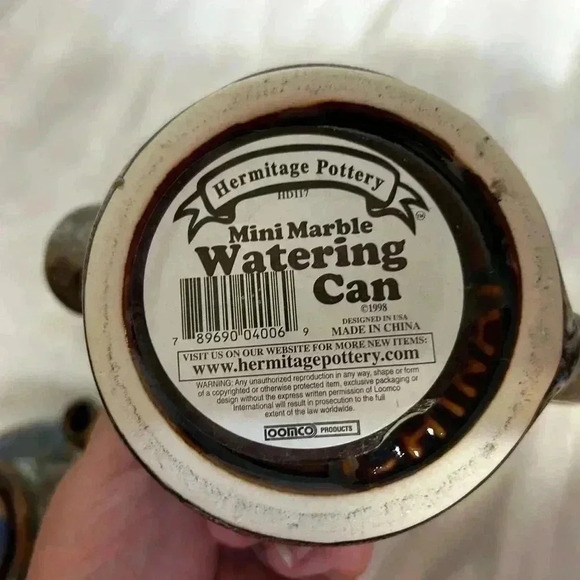 Vintage marble mini teapot, and mini watering can. 1998. Heritage pottery. - Picture 4 of 16